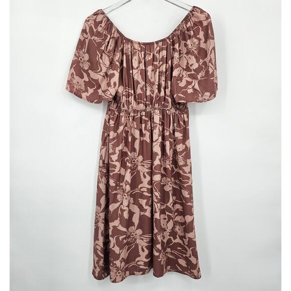 Ingrid + Isabel The Glow Maternity Shower Dress Tan Brown Floral Print Sz Small - Picture 7 of 7